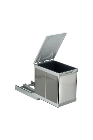 Çöp Kovası Raylı Otomatik 30Cm Paslanmaz 16Lt Açık Gri