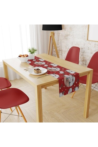 Red Rose Runner 140x45cm Ince Keten, Uluslararası Yıkama Ve Solmama Sertifikası Çok Renkli