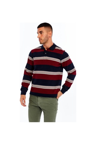 AR-MA Arma Erkek Ribanalı Regular Fit Çizgili %95 Pamuk %5 Elastane Ringel Pike Kumaş Polo Yaka Düğmeli Sweatshirt K30554953102 Lacivert
