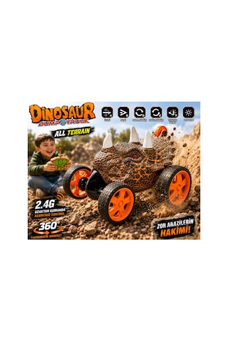 Uzaktan Kumandalı 360 Derece Dans Eden Dinozor Araba 2.4g Full Fonksiyon Işıklı Sesli Sarı