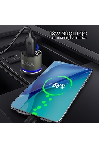 Gar156 Pd20w Alüminyum Araç Şarj Aleti - Type-c Portlu Hızlı Şarj Cihazı - Siyah