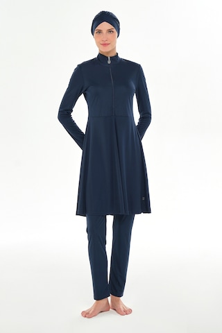 Likralı Tam Kapalı Uzun Tesettür Mayo 3128 Koyu Lacivert05 Koyu Lacivert