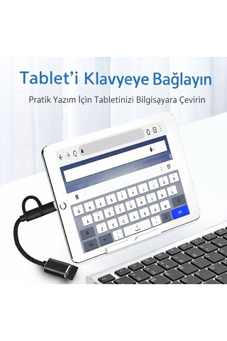Type-c + Micro Usb 2 Si 1 Arada Otg Kablo Usb 3.0 Tak & Çalıştır 1 Adet