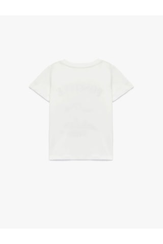 Koton Kedi Baskılı Ekru Kız Çocuk T-shirt 6skg10109ak Ekru