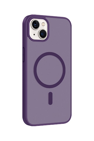 Ardemix Apple iPhone Uyumlu 15 Kılıf M-safe Şarj Özellikli Zore Babet Kapak - Derin Mor