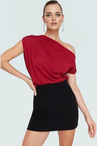 Frm Regular Kalıp Polyester Bluz Yazlık Şıklık Seçkin Malzeme bordo