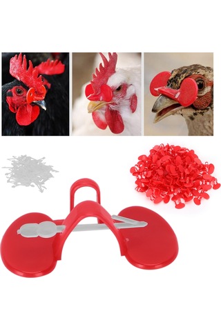 Moveevo Orta Boy İki Asma Tavuk Gözlüğü - Kanat, Yumurta Ve Tavşan Kuyruğu Kırpmayı Engeller - 100 Adet/ Paket Plastik Malzeme