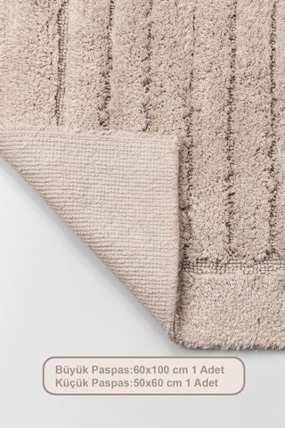 Elart Luin Banyo Halısı Paspas Takımı Pamuklu 2 Adet 60x100 Cm Bej Bej