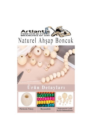 Naturel Ahşap Boncuk 18mm 150 Lü 1 Paket Ham Boyanabilir Ahşap Yuvarlak Doğal Boncuklar Takı Tasarım Ektinlik Kreş Okul
