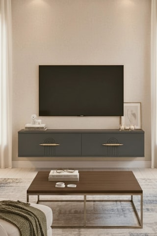 Tda1215a - İda120 Duvara Montaj Tv Stand, Tv Rafı, Tv Sehpası Antrasit 120cm