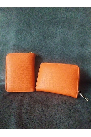 Turuncu Renk Cüzdan - Orta 13,5 9,5 Cm Turuncu