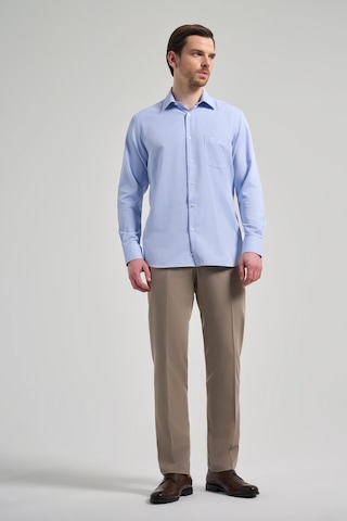 İmza Uzun Kol Desenli Armürlü Sert Yaka Cepli Pamuklu Classic Comfort Fit Gömlek 1004250171 Mavi