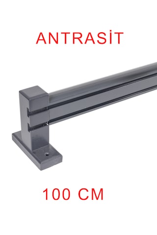 Ahşap Başlıklı Alüminyum Dekoratif Ray Antrasit 100 Cm