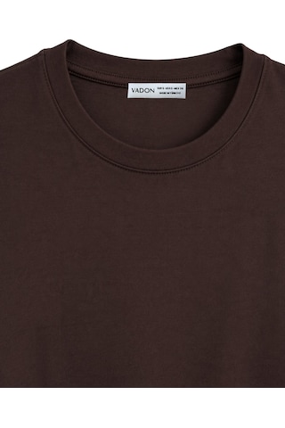 Vadon 1009 Kadın Pamuklu Regular Fit Bisiklet Yaka Yumuşak Dokulu Kısa Kollu Basic T-shirt Kahverengi