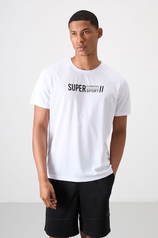 Tommy Life Beyaz Polyester Nefes Alan Dokulu İnce Esnek Standart Fit Erkek Performans T-shirt - 88385 Beyaz