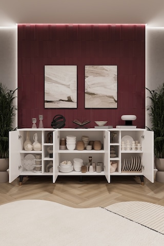 Asra Trend Lüks Konsol Tv Ünitesi %100 Mdf Salon Ve Yemek Odası Ünitesi Knsl05 Beyaz