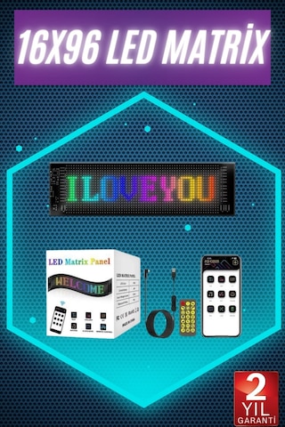 Digital Araba Yazısı Ekran Matrix En Büyük Boy 16x96 Matrix Led Panel Renkli