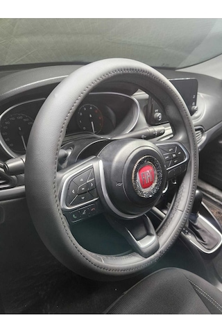 Direksiyon Kılıfı Siyah Geçmeli Tüm Araba Taksi Minibüse Uygun 37-42cm Siyah