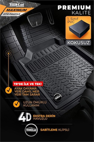 Ford Mustang İle Uyumlu 4d Havuzlu Kutulu Maximum Paspas Siyah