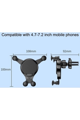 Wondernest 2 Adet Jq006 Yapışkanlı Evrensel Dönen Araç Hava Çıkışı Telefon Tutucu Koyu Siyah Siyah