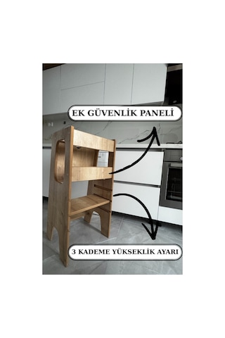Güvenlik Panelli Öğrenme Kulesi Bebek ve Çocuk Öğrenme Kulesi Safir Meşe
