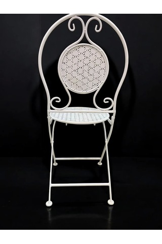 Ferforje Metal Açılır Katlanır Sandalye Bahçe Balkon Mutfak Sandalyesi Beyaz 1 Adet Beyaz