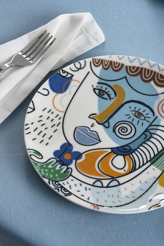 Karaca Feliz 6 Parça Porselen Pasta Seti 19 Cm Çok Renkli