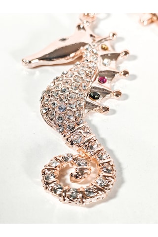 Taşlı Denizatı Anahtarlık Rose Gold Işıltılı Şık Çanta & Anahtar Aksesuarı Çok Renkli