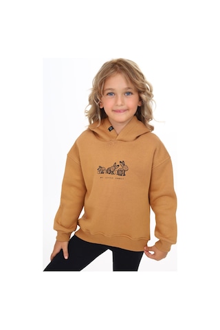 Toontoy Kids Toontoy Kız Çocuk Baskılı Sweatshirt Kahverengi