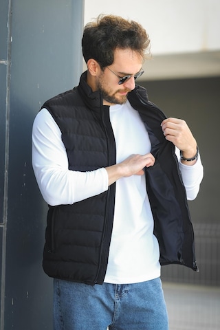 Doxfa Suya Dayanıklı Cepli Fermuar Detaylı Dik Yaka Erkek Şişme Yelek Siyah