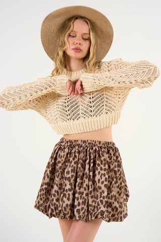 Leopar Balon Etek - Leopar Açık Kahve kahve