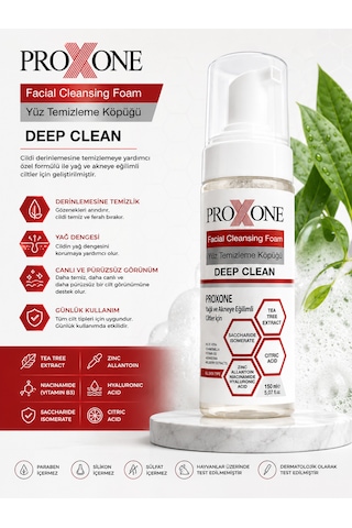 Proxone Yağlı Ve Akneye Eğilimli Ciltler İçin Yüz Temizleme Köpüğü 150 Ml