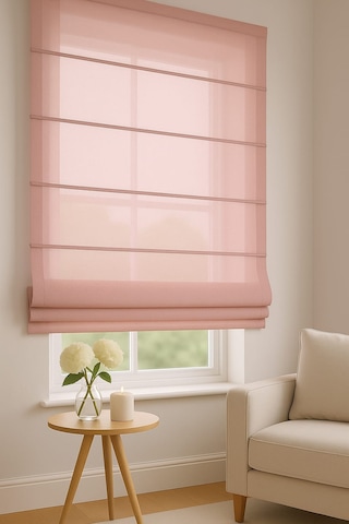 Katlamalı Tül Perde Pembe Keten Tül, Modern Ve Şık Tasarım Pembe