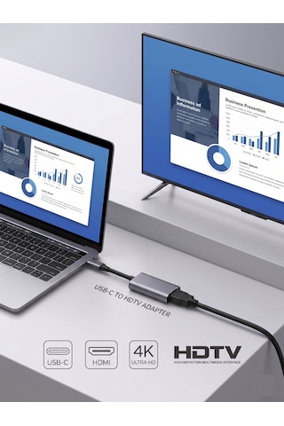 Type-c To Hdmı Çevirici Adaptör - 4k Ultra Hd Görüntü Aktarıcı Dönüştürücü