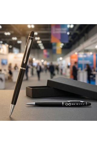 Bk Kurumsal Promosyon 1022 Metal Siyah Touchpen Kalem 10 Adet Lazer Baskılı Logolu Tükenmez Kalem