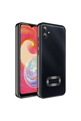 Galaxy A04e Kılıf Kamera Korumalı Logo Gösteren Zore Omega Kapak Siyah