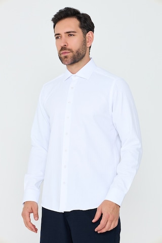 White Stone Beyaz Mikro Desenli Dynamic Fit Uzun Kollu Erkek Gömlek Beyaz-03