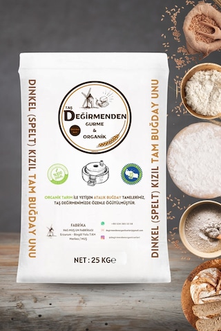 Taş Değirmenden Gurme & Organik Atalık Dinkel Spelt Kızıl Tam Buğday Unu 25 KG