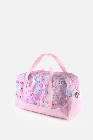 İcone Bag Baskılı Spor Çanta, Cepli Spor Çanta, Fermuarlı Detaylı Çocuk Spor Çanta, Açık Pembe