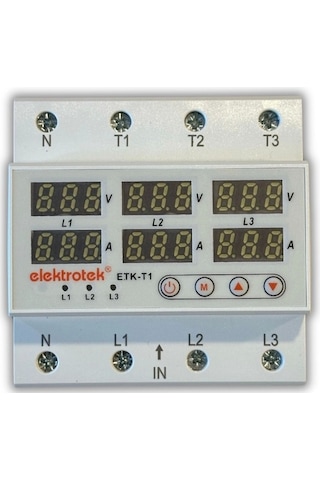 Etk 3x63a Trifaze Gerilim Ve Akım Koruyucu Şebeke Giriş Voltaj Denetleyici