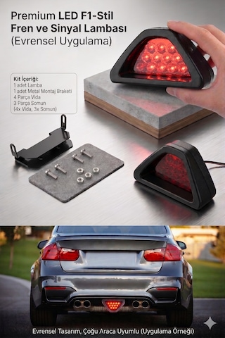 Autobase F1 Arka Stop Ledi Çakarlı Fren Lambası 12v