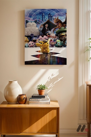 Pokemon Dedektif Pikachu Poster, Çerçevesiz Yüksek Kalite Duvar Afişi - Anime Severlere Özel Hediye