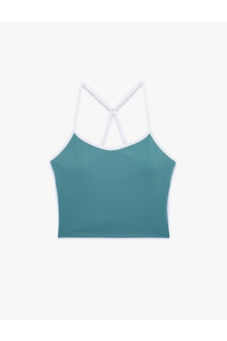 Koton Çapraz İp Askılı Biyeli Kolsuz Slim Fit Sporcu Sütyeni Yeşil 6sak30121nk