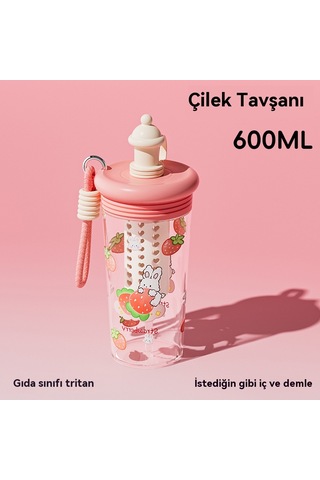 Yeni Büyük Kapasiteli Karikatür Pipetli Bardak Tavşan