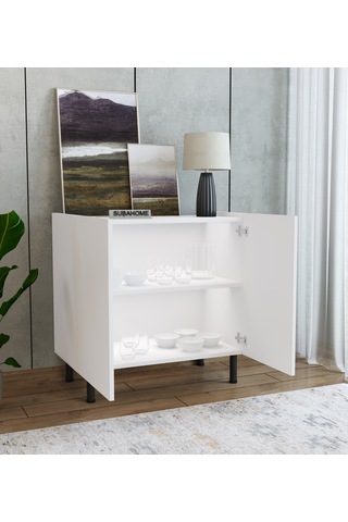 Modern Mdf Çok Amaçlı 80 Cm 2 Kapaklı Beyaz Konsol