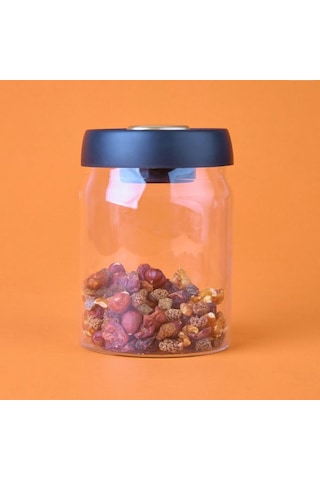 Arow Frasco Vakumlu Saklama Kavanozu - Şeffaf / Siyah - 900 Ml Şeffaf / Siyah