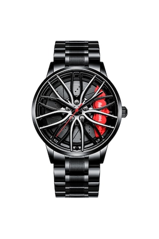 Erkekler İçin Araba Saatleri, Su Geçirmez Paslanmaz Çelik Japon Kuvars Kol Saati, Araba Jantı Tasarımı İle Spor Erkek Saatleri Çok Renkli