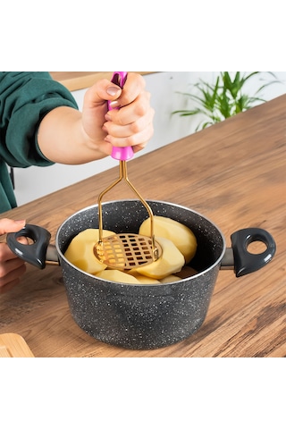 Porsima Paslanmaz Metal Patates Ezici Patates Ezeceği 24cm Mor