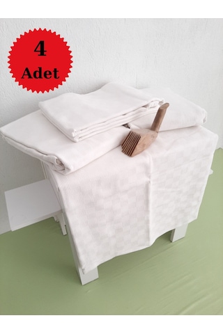 Otel Pikesi Tek Kişilik Dama Desen Beyaz 160x230 Cm 4'lü