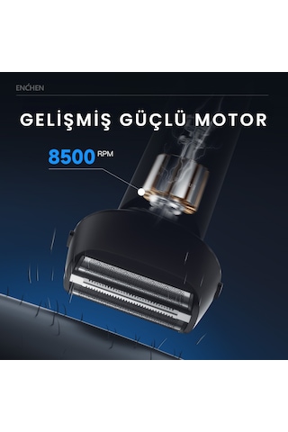 Enchen Ms001 Siyah Dijital Ekranlı Ultra Yakın Kesim Folyo Başlıklı Şarjlı Tıraş Makinesi